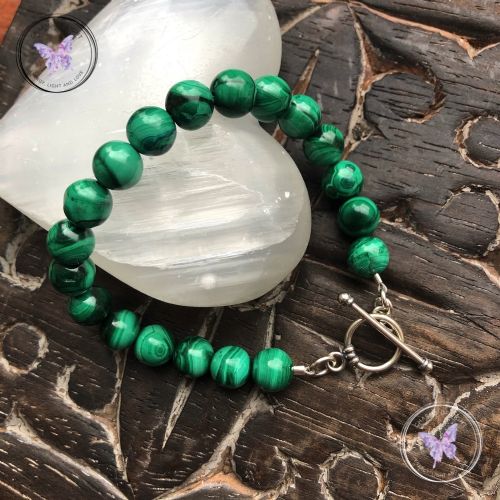 Malachite Bracelet with Silver Toggle Clasp